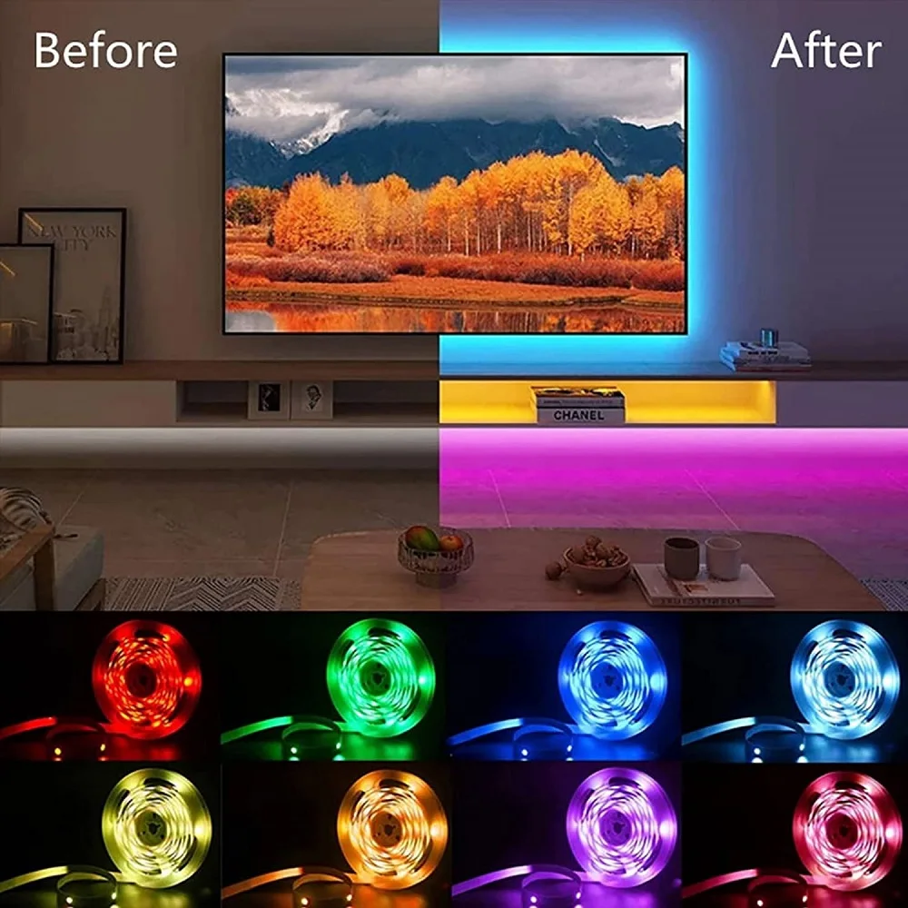 DAYBETTER-Bande lumineuse LED RVB 5050, Bluetooth, contrôle d\'application, 5V, USB, ruban lumineux flexible, rétroéclairage TV, salle de jeu