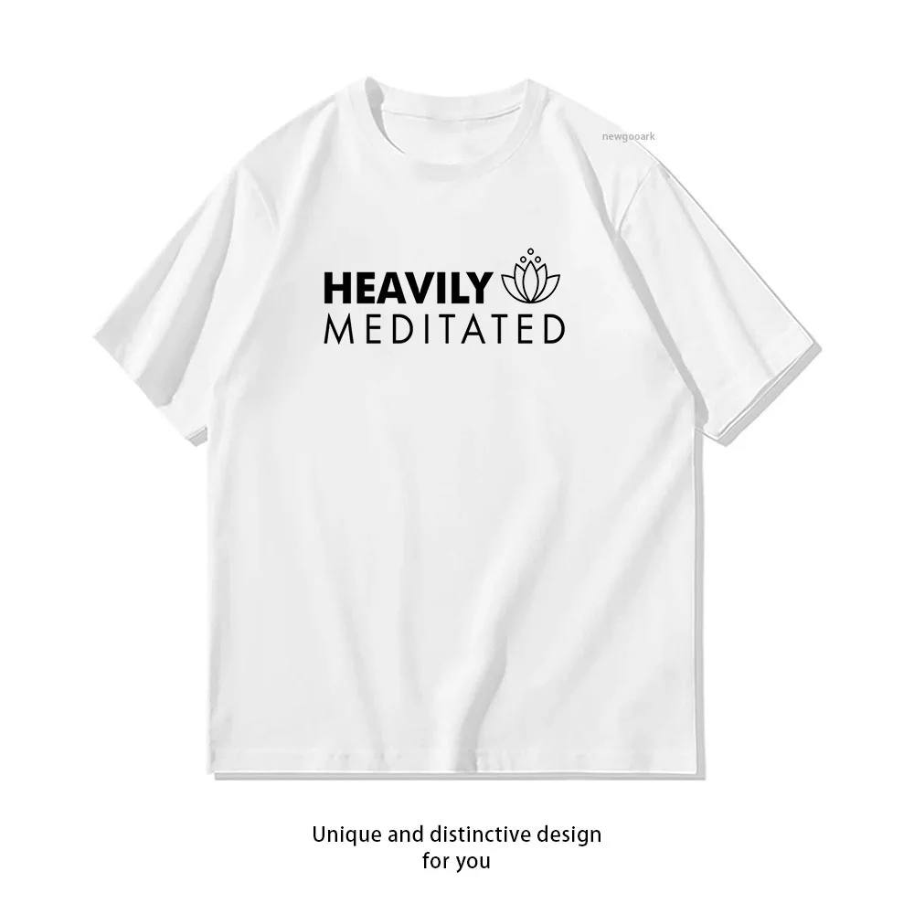 Heavily Meditation Yoga Lotus Flower woman man Casual cotton printed t shirts Adult streetwear camisetas tops tee
