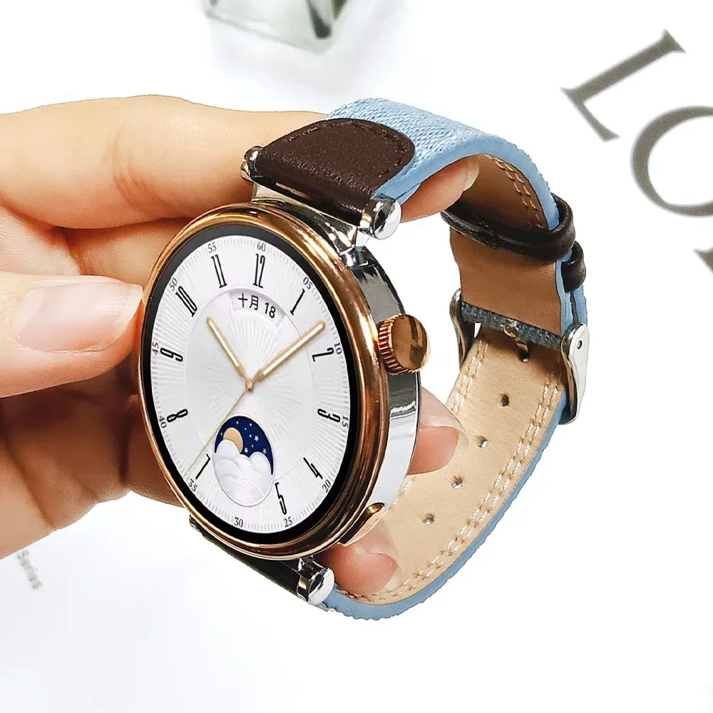 18mm Women Retro Leather Bracelet for Huawei Watch GT5/GT4 41MM Luxury Wristband for Huawei GT 5 Pro 42MM Slim Strap Accessories