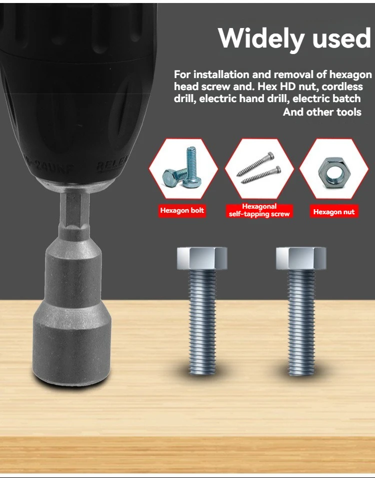 1/4 Zoll Sechskant-Magnet-Steckschlüssel-Bits 6-19mm Sechskant-Mutternschlüssel für Elektrobohrer, Schraubendreher, Schlagschrauber, Reparaturwerkzeuge – Detail 3