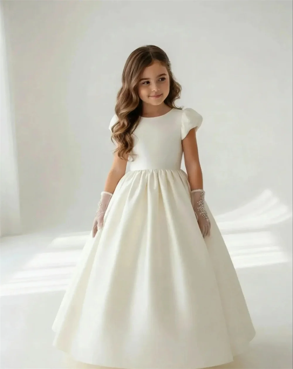 

Simple Elegant Princess Dress For Girl Ivory Customized Formal Long Ball Floor Length Classic First Communion Dress New 2026