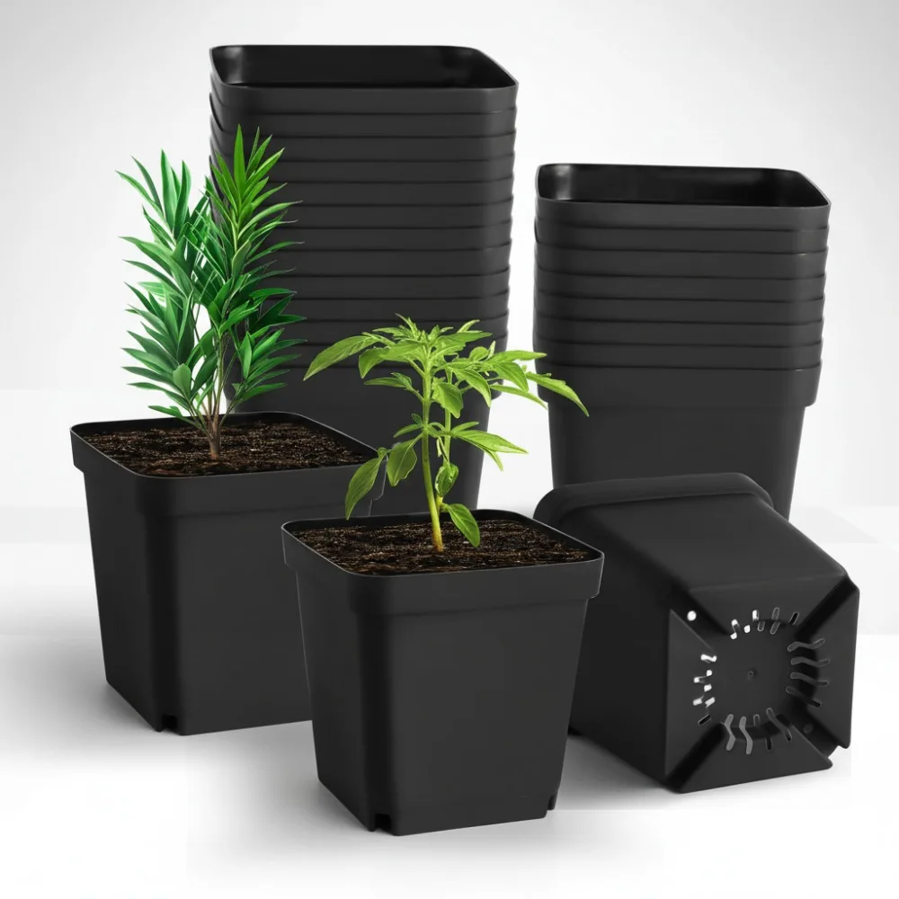 

5.5 Inch Square Plant Pots with Drainage Holes, 30 Pcs Reusable Seedling Starter Pots for Indoor Outdoor Gardening