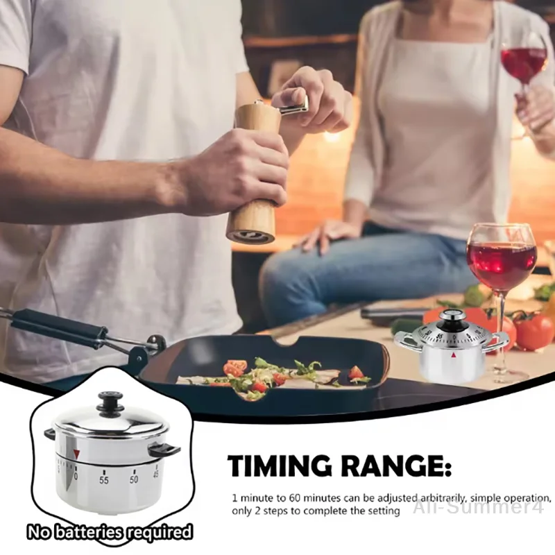المطبخ الموقت الفولاذ المقاوم للصدأ 60 دقيقة ميقاتي ميكانيكي المطبخ الطبخ العد التنازلي تذكير مدير الوقت أداة المطبخ المنزلية #1