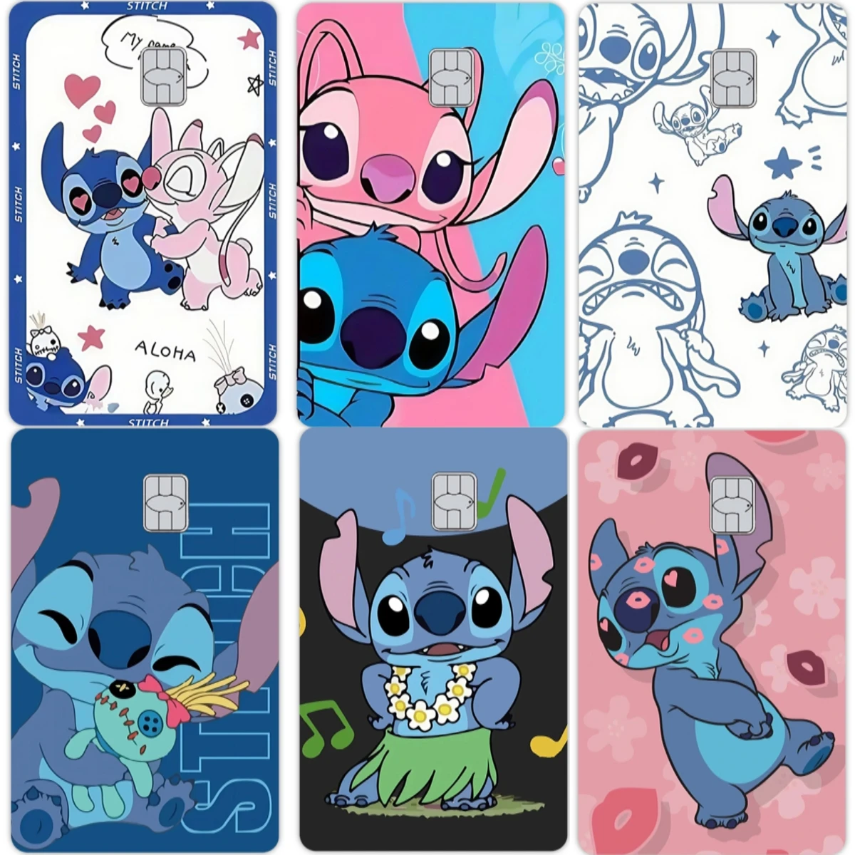 

Anime Stitch Card Decals Stickers Kawaii Cartoon Matte Film Skin Sticker Tape for Bank Credit Debit Visa Card Cover Waterproof