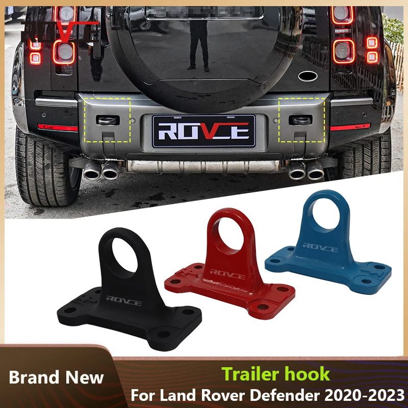 ROVCE Aluminum Alloy Car Tow Hook Bumper Tow Trailer Tow Hook For Land Rover Defender 90 110 2020-2023 L663 Car Accessories