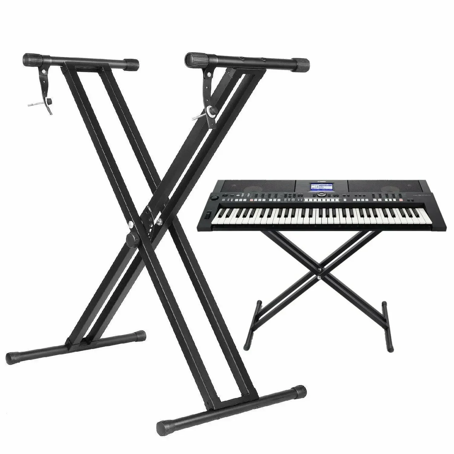 Keyboard Holder Piano Stand X-Style Keyboard Stand Double Braced Music Electric Organ Holder Adjustable Height,Black/White