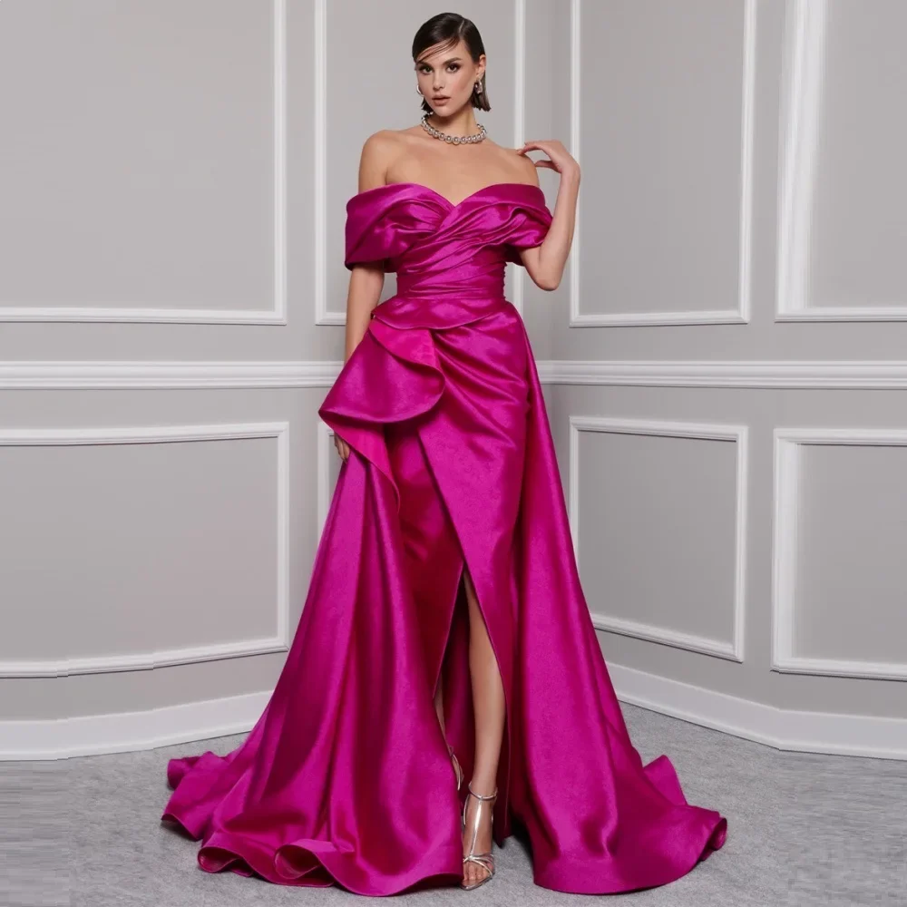 

Customized Formal Dress Evening Saudi Arabia Off-the-shoulder A-line Floor Length Skirts Bespoke Occasion Dresses Prom Gown