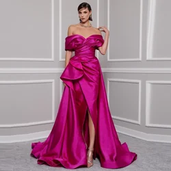 Customized Formal Dress Evening Saudi Arabia Off-the-shoulder A-line Floor Length Skirts Bespoke Occasion Dresses Prom Gown