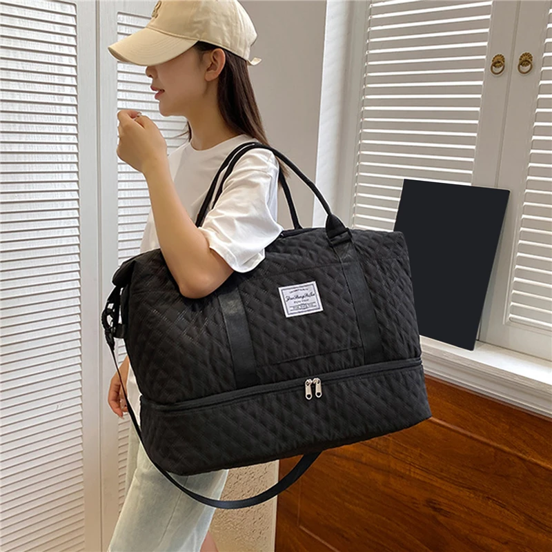 Bolsas de viaje de gran capacidad para mujer, bolso de mano impermeable, bolsas de lona de viaje para Yoga, bolsas de Fitness con compartimento para