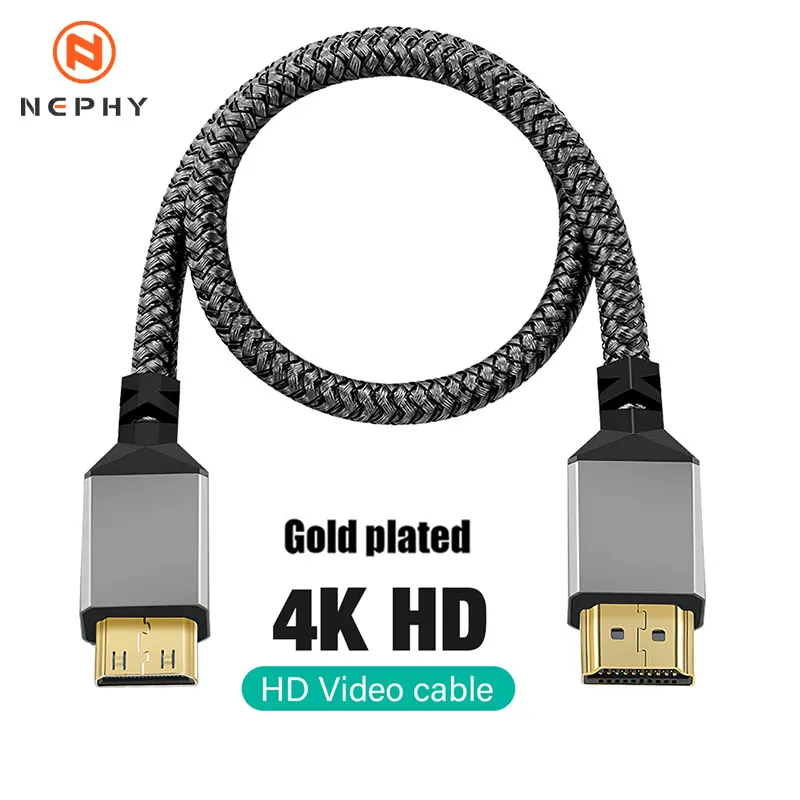 Gold plated MINI HDMI To HDMI Cable HDMI2.0 MINIHDMI Male A Male 4K 60HZ HD 1080P Adapter Converter 1M 2M 3M 5M Wire TV Camera