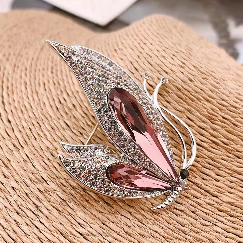 Korean Gold-color Brooch For Men Women To Wear Alloy Corsage Purple Crystal Glass Rhinestone Jewelry Factory Direct