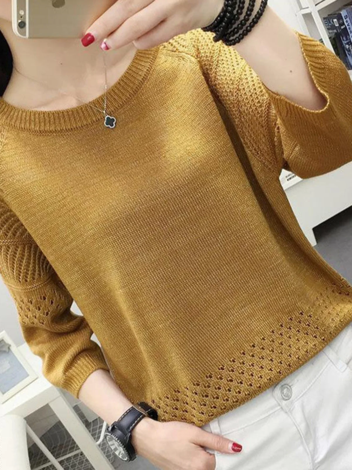 

Модный летний тонкий свитер с вырезами, женский круглый топ Ne Seven Sve, свободный топ, вязаный модный повседневный одяг