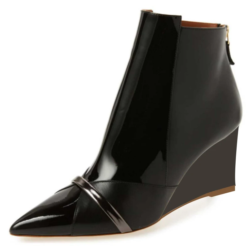 

SHOFOO Fashionable women's high-heeled boots. Black leather boots. 5-7 cm heel height. Pointed ankle boots. Fashion show banquet