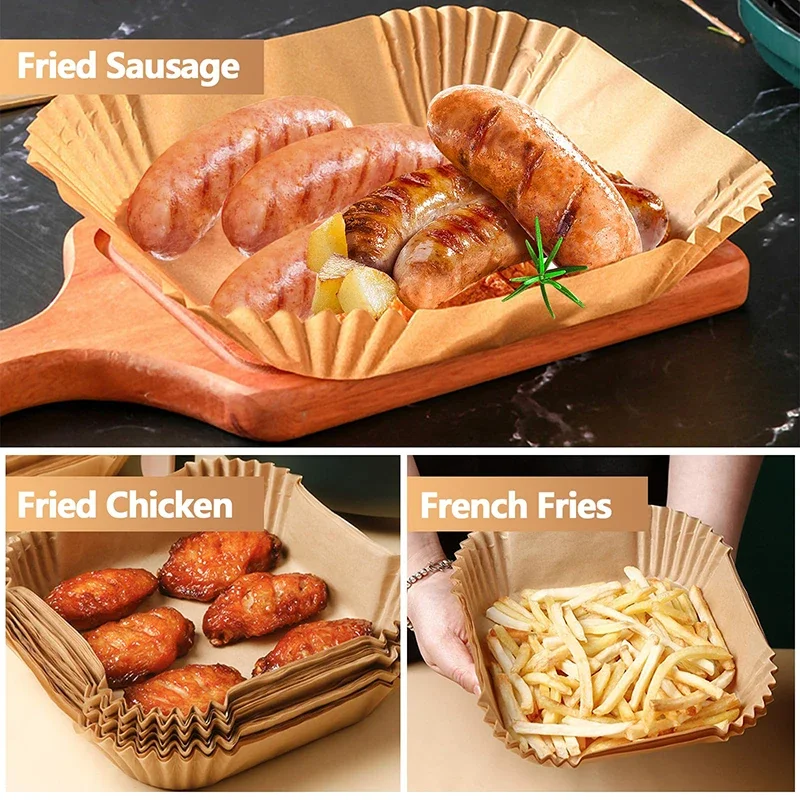 مقلاة هوائية كبيرة بطانات ورقية للاستعمال مرة واحدة غير لاصقة 23 سنتيمتر فرن Airfryer ورق خبز شواية النينجا COSORI سلة الطبخ