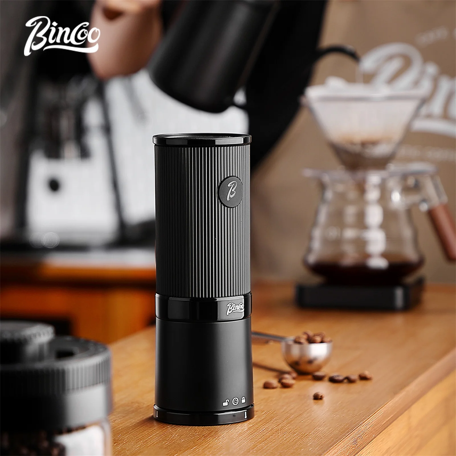 Bincoo Portable Electric Coffee Grinder Rechargeable Espresso Coffee Grinder Coffee Machine for Home Camping Outdoor