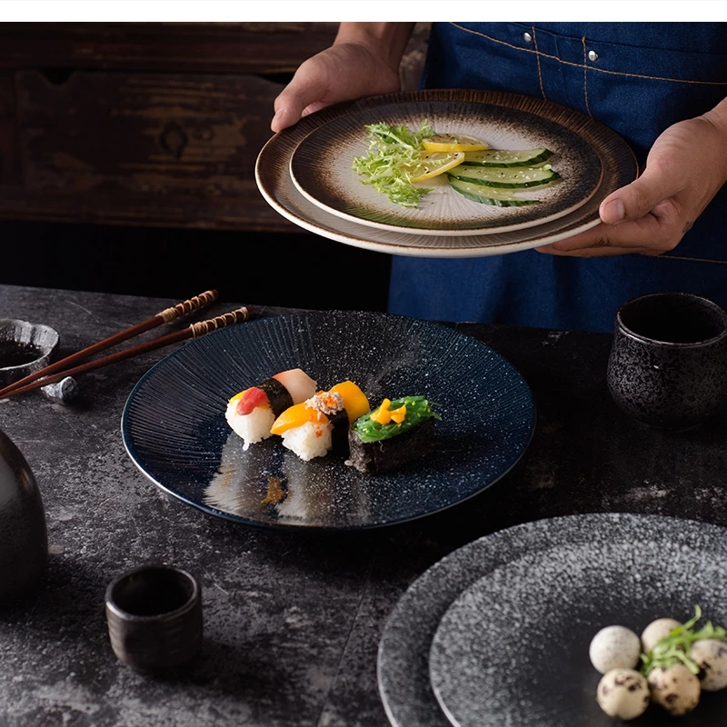 

Art Ceramic Food Steak Dish 12 Inch Round Sushi Hotel Restaurant Tableware