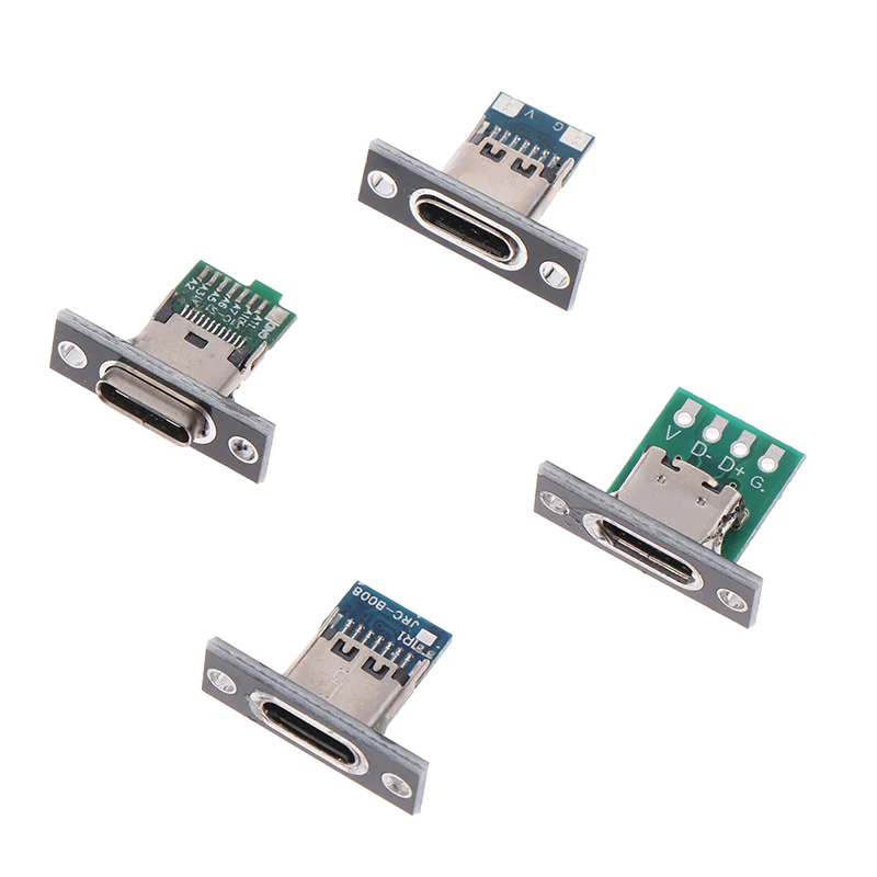 Digh Kwaliteit Usb Type C Socket Met Schroefbevestigingsplaat Type-C Socket Connector Type-C 2pin Female Connector Jack Oplaadpoort