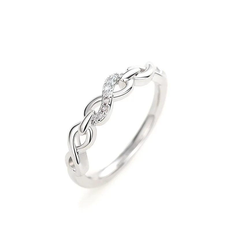 Simple Female Rings Genuine 925 Sterling Silver 8 Shaped AAA Cubic Zircon Infinity Eternity Rings Jewelry Female Wedding Gift