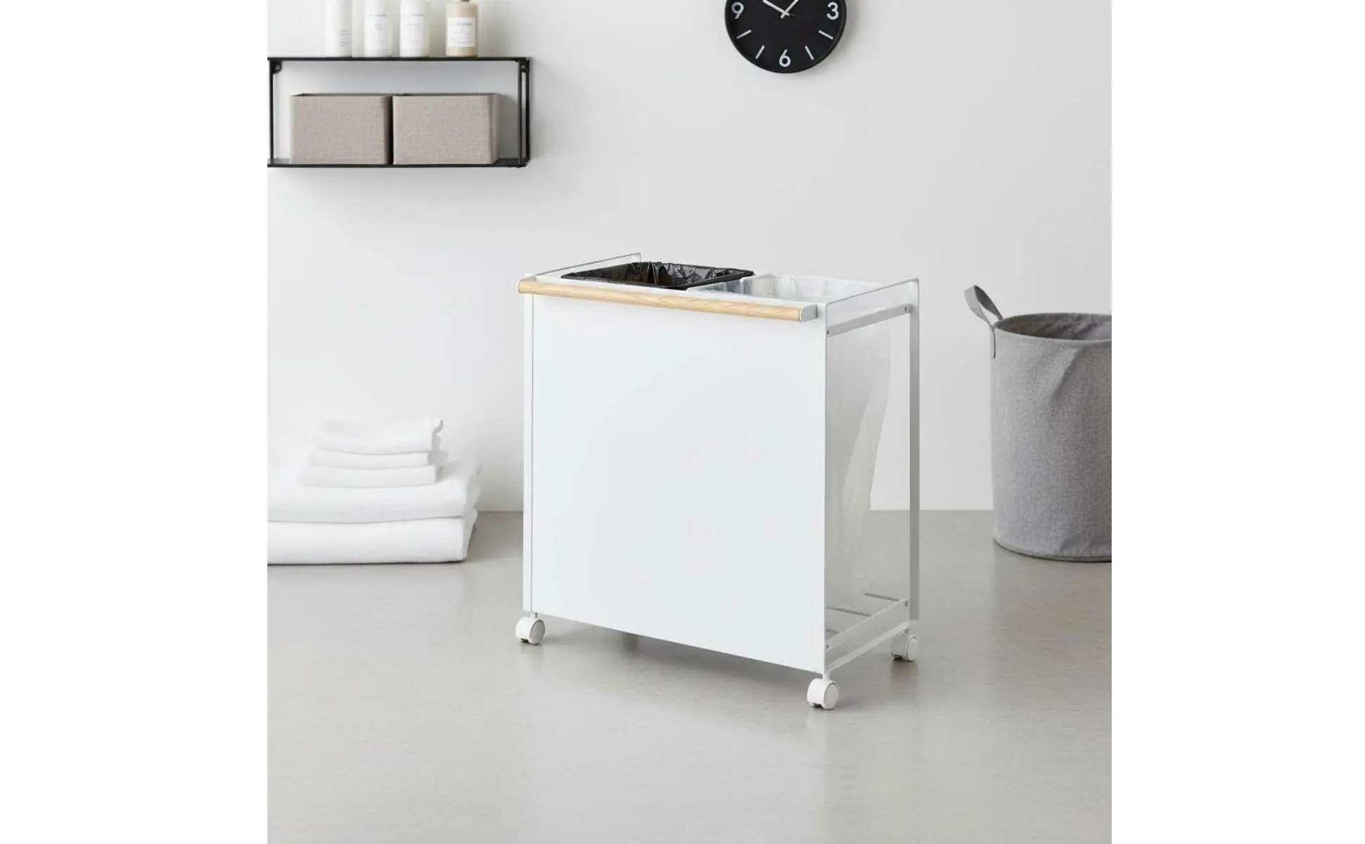 3-Bin Trash Sorter Portable Mobile Garbage Bag Vehicle Rolling Garbage Bag Stand Space Saving Household Storage Heavy Duty