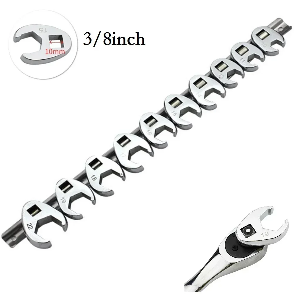 

10Pcs Drive Crowfoot Wrench 10 To 22mm Metric Foot Open End Spanner 3/8Inch Chrome Plated Crow Foot Open End Spanner Vehicle