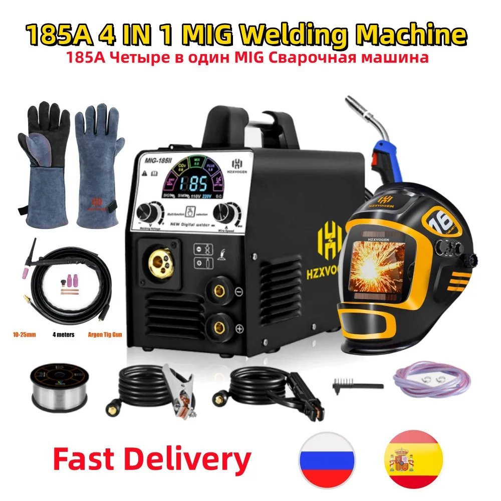 hzxvogen mig185 ii maquina de soldadura semiautomatica mig tig arc mma em mig soldador 1kg auto blindado fluxo cored 110v 220v 01