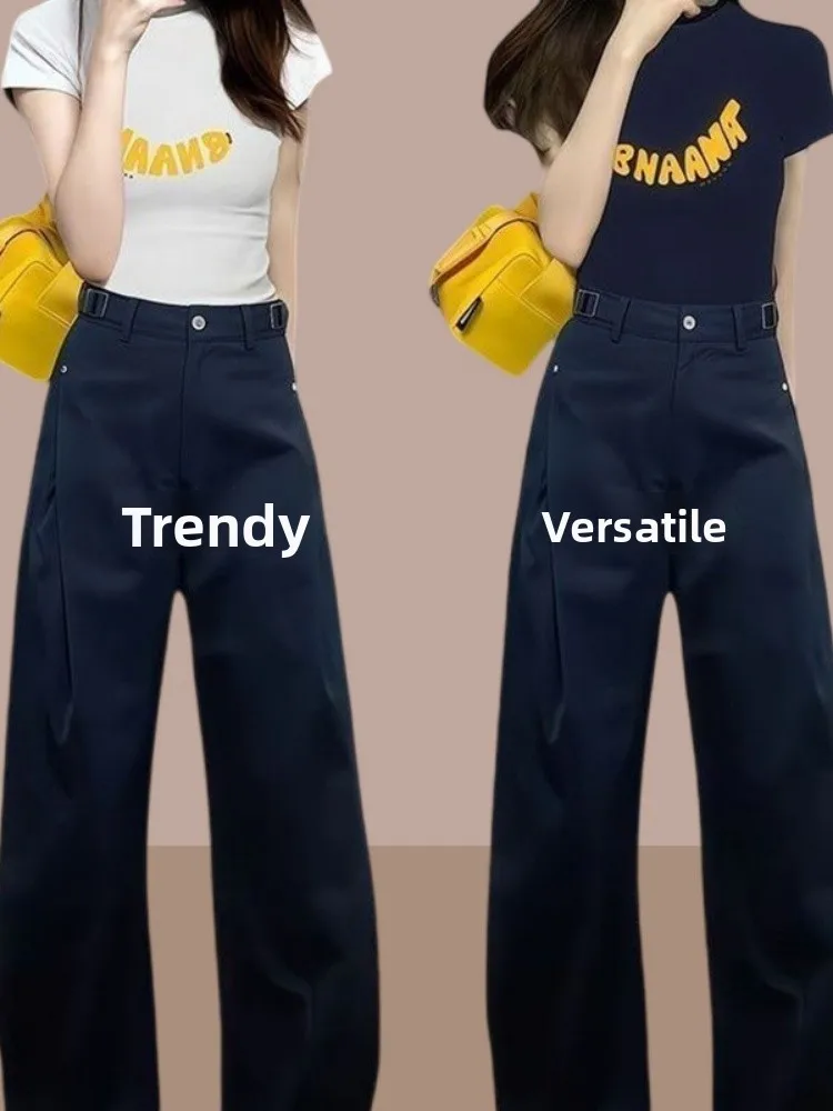 

Осень 2024, новинка, свободные, удобные, широкие брюки для спецодежды, с высокой талией, прямой крой, с контролем живота, подтягивающие ягодицы, невдаемые...