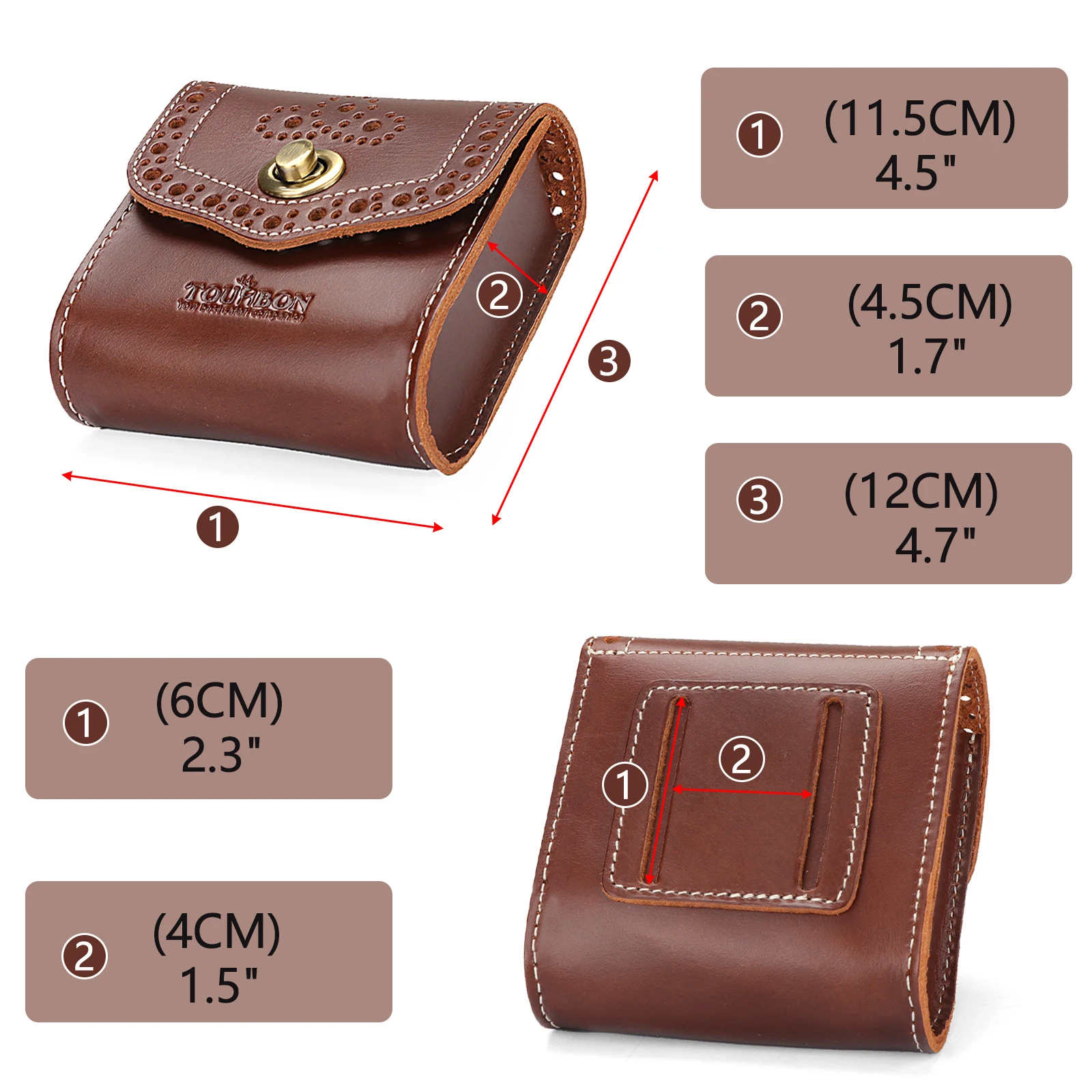 Tourbon Hunting  Leather Cartridges Ammo Pouch .22LR .38 .45 Ammunition Holder Shells Bullet Case with Belt Loop Brown