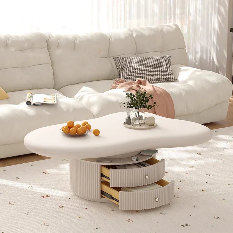 Compact Light Luxury Coffee Table Storage Cream Style Center Table Unique Display Computer Salon Couchtisch Unique Furniture