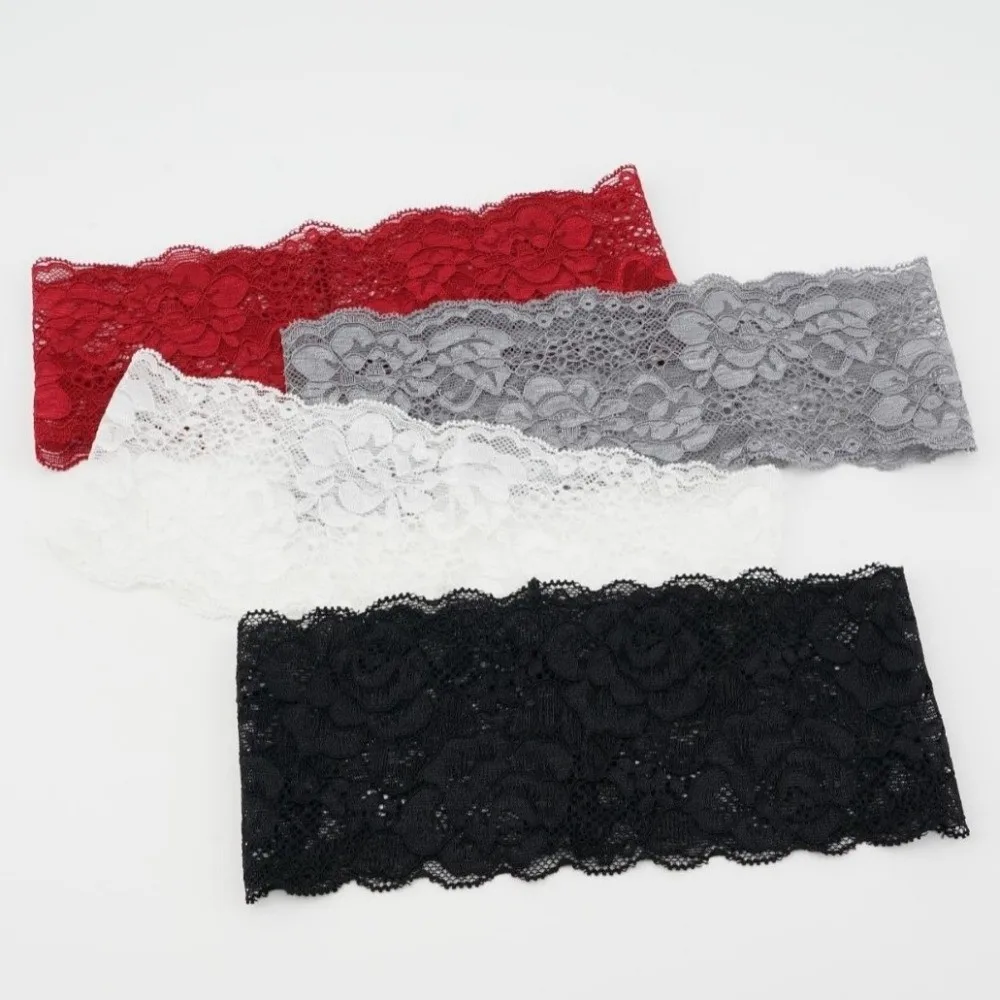 Korean Lace Floral Headbands Solid Color Wide Hollow-Out Lightweight Headwrap Spandex Breathable Mesh Elastic Hair Bands Female