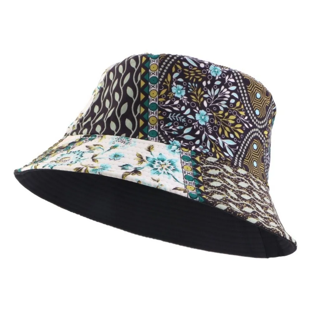 

Unisex Design Reversible Brushed Printed Hat Bucket Style Printed Sun Cap Beach Sun Protect Hat Outdoor Travel