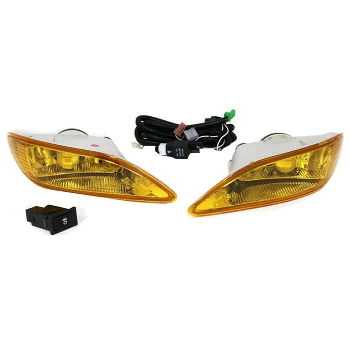 Amber Lens Front Fog Light Lamps Assembly with Halogen Bulb Harness for 81220-AA011 81210-AA011