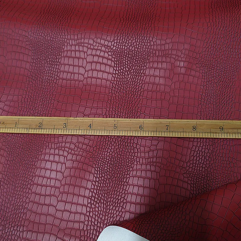 Good,Wine Red Matte Crocodile PU Leather Fabric,Bump Stripe Imitation Genuine Leather Fabric,Sewing Material,DIY Bag,Sofa Cover - view 4