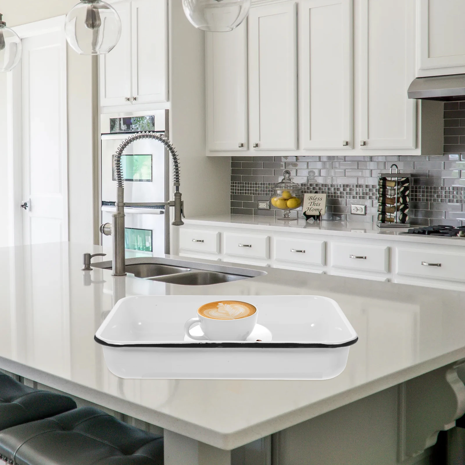

Enamel Baking Tray 24X35X6 Heat Resistant Food Storage Pan Multifunctional Non Stick Kitchen Roasting Fruit for Restaurant