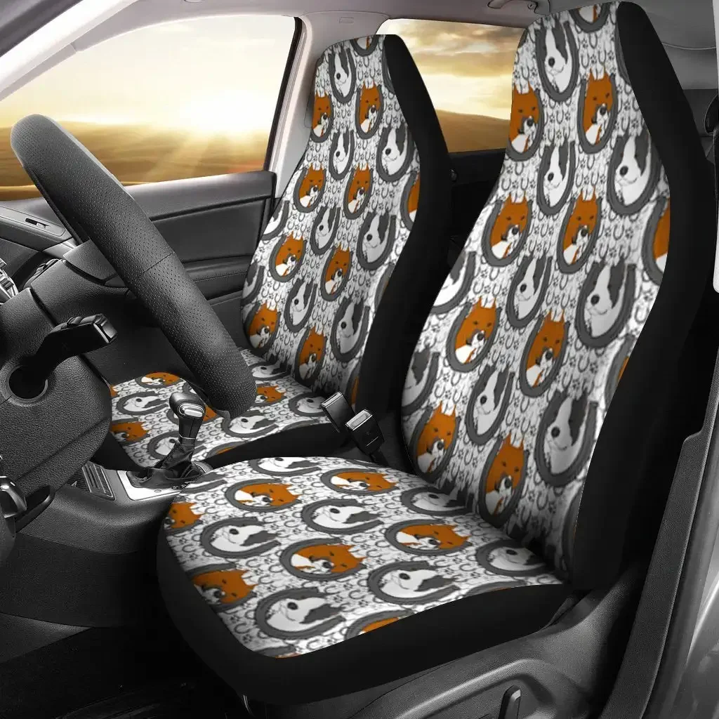 American Staffordshire Terrier Dog Pattern Print Car Seat Covers Set 2 Pc, Car Accessories Seat Cover