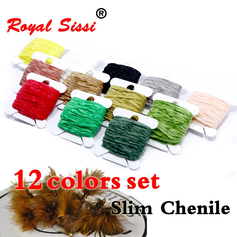 

12cards set 2mm slim rayon chenile yarn small woolly bugger worm streamer body fly tying materials perfect for trout fishing