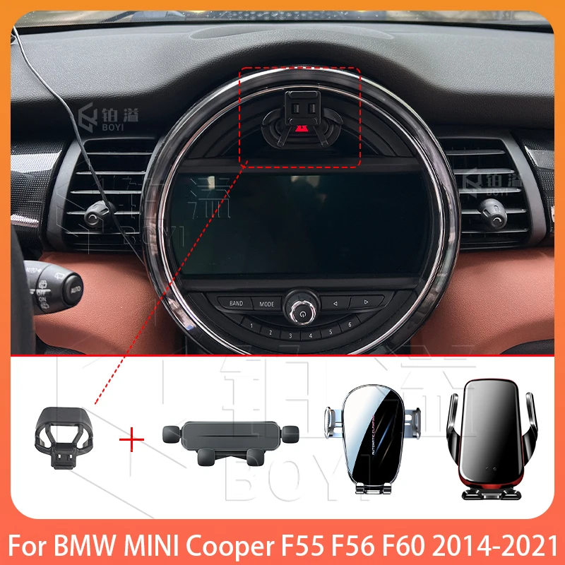 Telefon Halter Auto Für BMW MINI Cooper F55 F56 F60 2014-2021 Mobile Unterstützung Spezielle Feste Halterung Basis drahtlose Ladestation