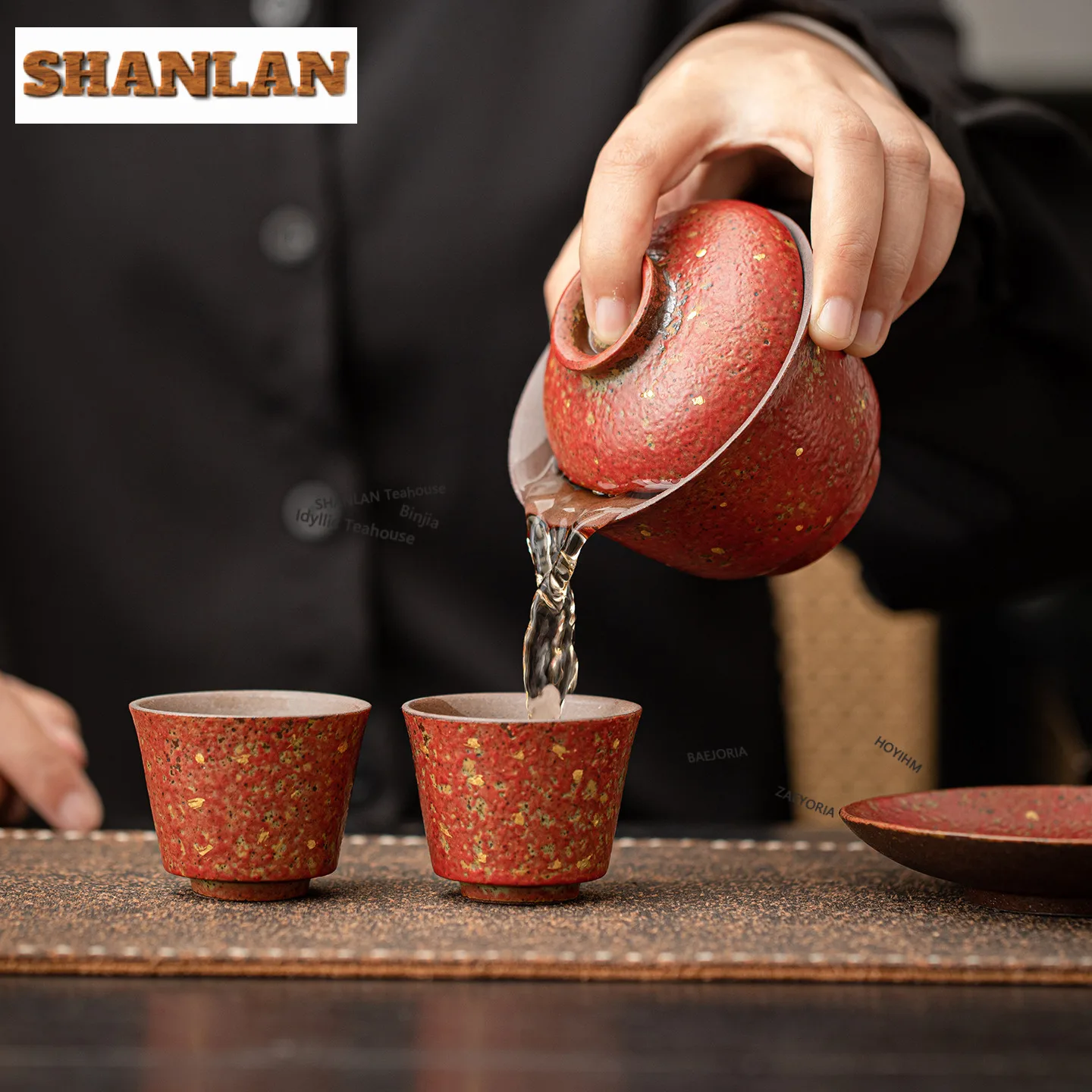 150ml Kiln Fambe Sprinkle Gold Gaiwan Traditional Tea Tureen Tea Bowl With Lid Kit Tea Maker Cover Bowl Chinese Teaset Ornaments