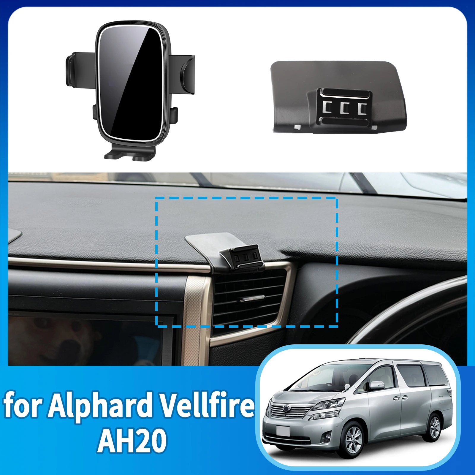 

for Toyota Alphard Vellfire 20 AH20 2010-2014 RHD Phone Holder, Dashboard Screen Mount Bracket Easy Installation​​ accessoires