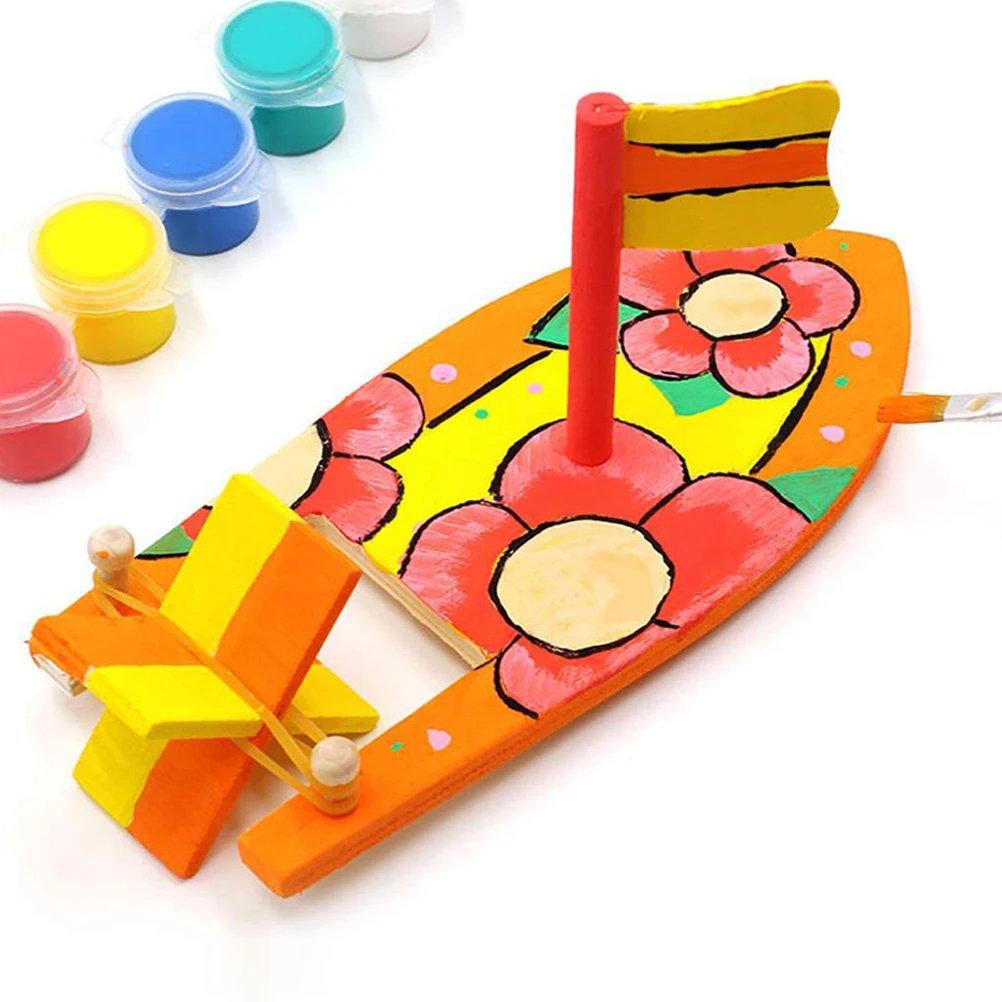10 pezzi per bambini pittura fai da te artigianato materiale sicuro modello di barca a vela artigianato fai da te set di giocattoli per barche modello di barca a vela scuola artigianale per feste