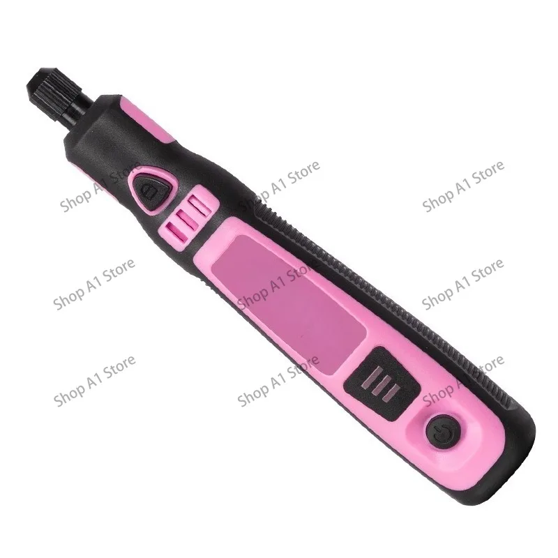 50‑Pcs Pink Mini Electric Grinder Set, Rechargeable Lithium USB Polisher Kit for Jade Carving Polishing DIY Craft Work