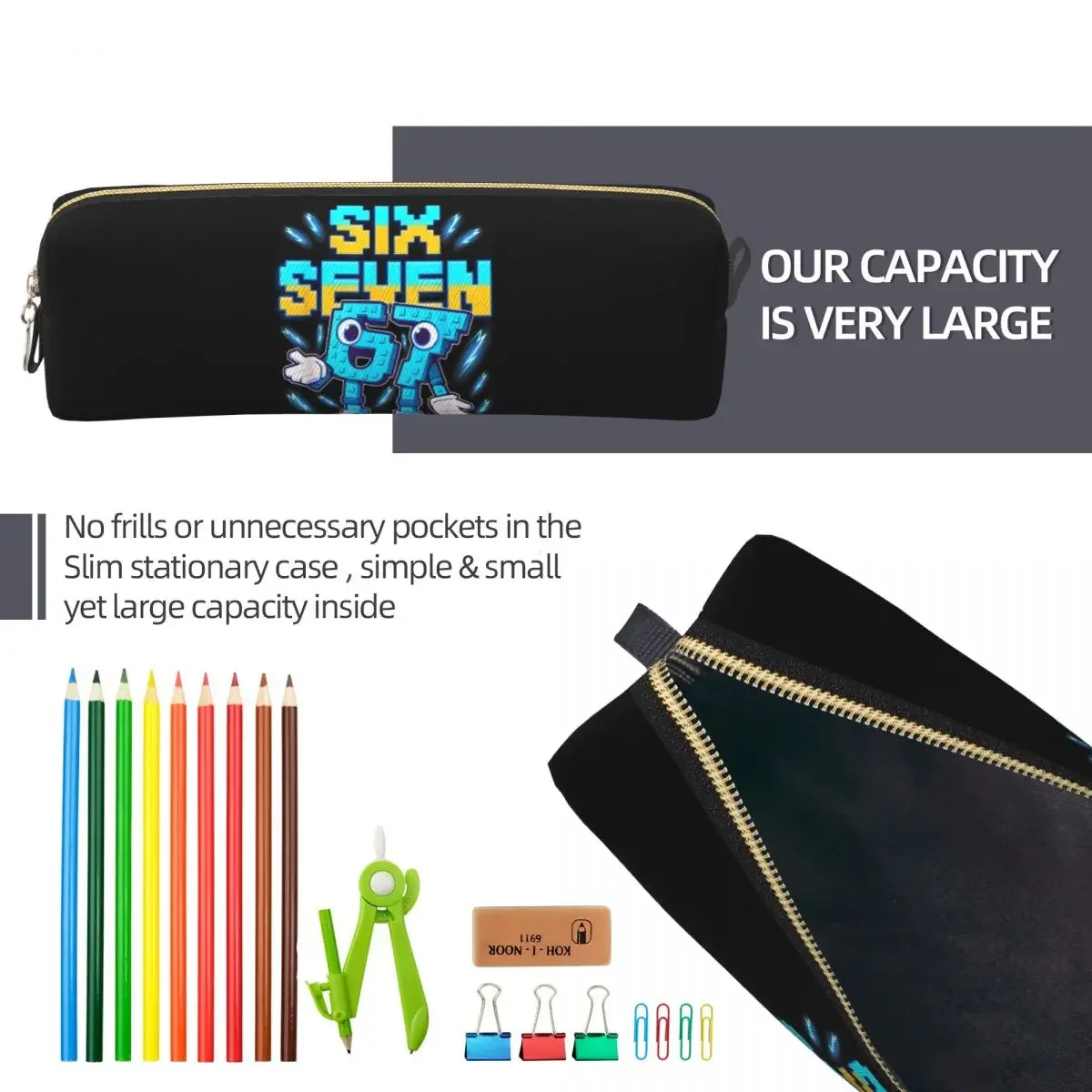 Number 67 Building Blocks Print Pencil Cases Big Capacity Pen Bags Pen Box Boys Girls School Office Pencil Pouch Cosmetic bag