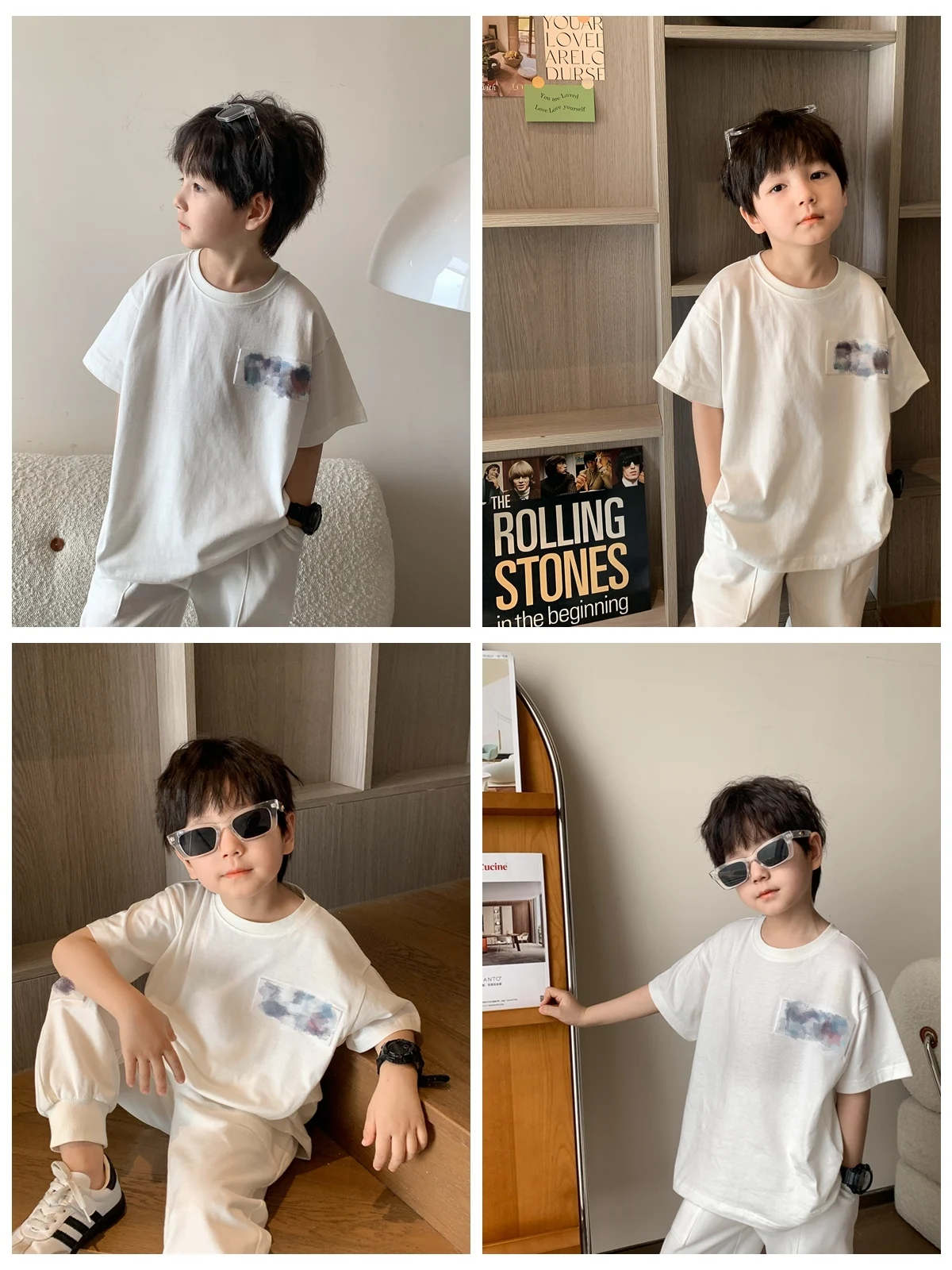 24 Spring And Summer New Boys And Girls Can Wear Embossed Three-Dimensional Printed Letter Cotton T-Shirts Lab Cici