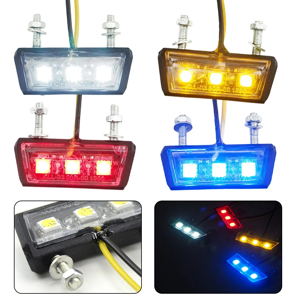 12V Motorcycle License Plate LED Light Plastic Shell Motorcycle License Light Red Blue Yellow White Modification LED Taillight