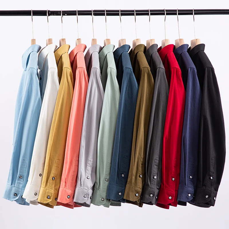 

100% Cotton Smart Shirt Casual Top Clothing Wear-Resistant Solid Long Sleeve Shirts Plus size Daily t Business Office