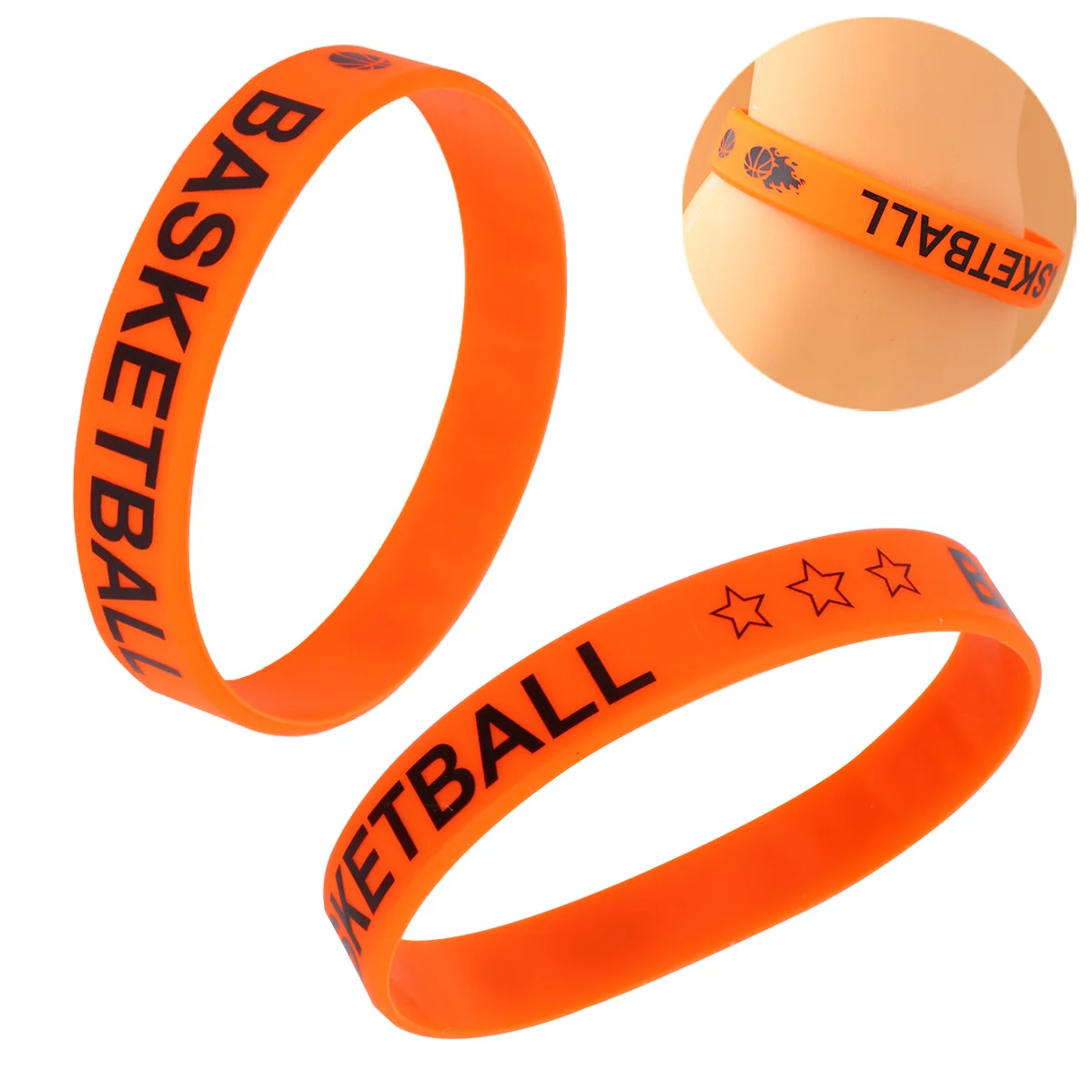สายรัดข้อมือซิลิโคนลายบาสเก็ตบอล 20 ชิ้น ดีไซน์ตัวอักษร สำหรับงานปาร์ตี้ ของเล่นสวมใส่สนุก อุปกรณ์เสริมแต่งตัวสำหรับทุกเพศ