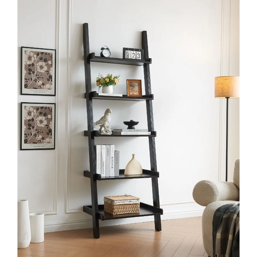 

Bookcase ladder five shelf popular modern design multidepth shelves with rounded shelf barrier corners
