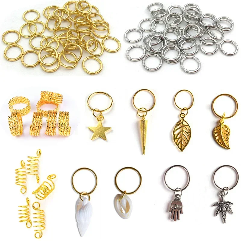 8-20mm Hair Rings for Braids Metal Opening Embossing Braid Dreadlock Bead Cuff Clip Braid Tool Hoop Circle Hair Accessories