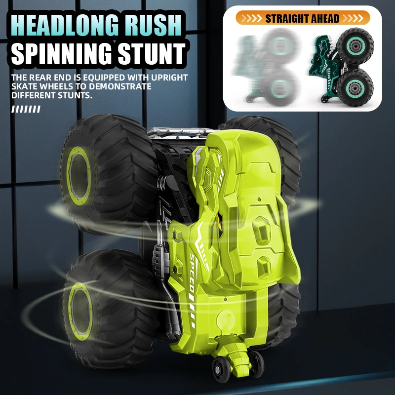 2.4G Remote Control Stunt Car with Sound Lights Spray RC Climbing Cars Mechanical Dinosaur Vehicle Tumbling Stunt Cars Kids Toys