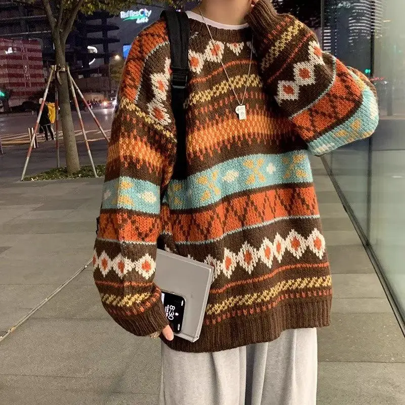 

Осенний этнический вязаный свитер свободного кроя с бахромой, кардиган из полиэфирного волокна, модный универсальный топ для пар