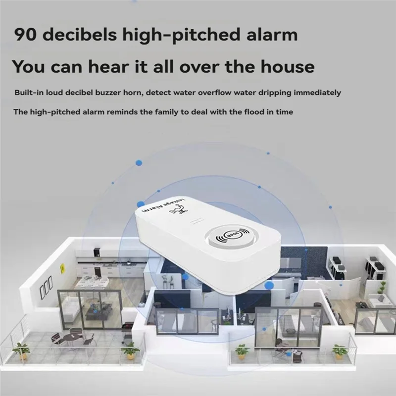 SQPP-Tuya WIFI capteur d'eau 90Db alarme détecteur de fuite d'eau 90Db alarme à pas élevé pour cuisine salle de bains commerçant